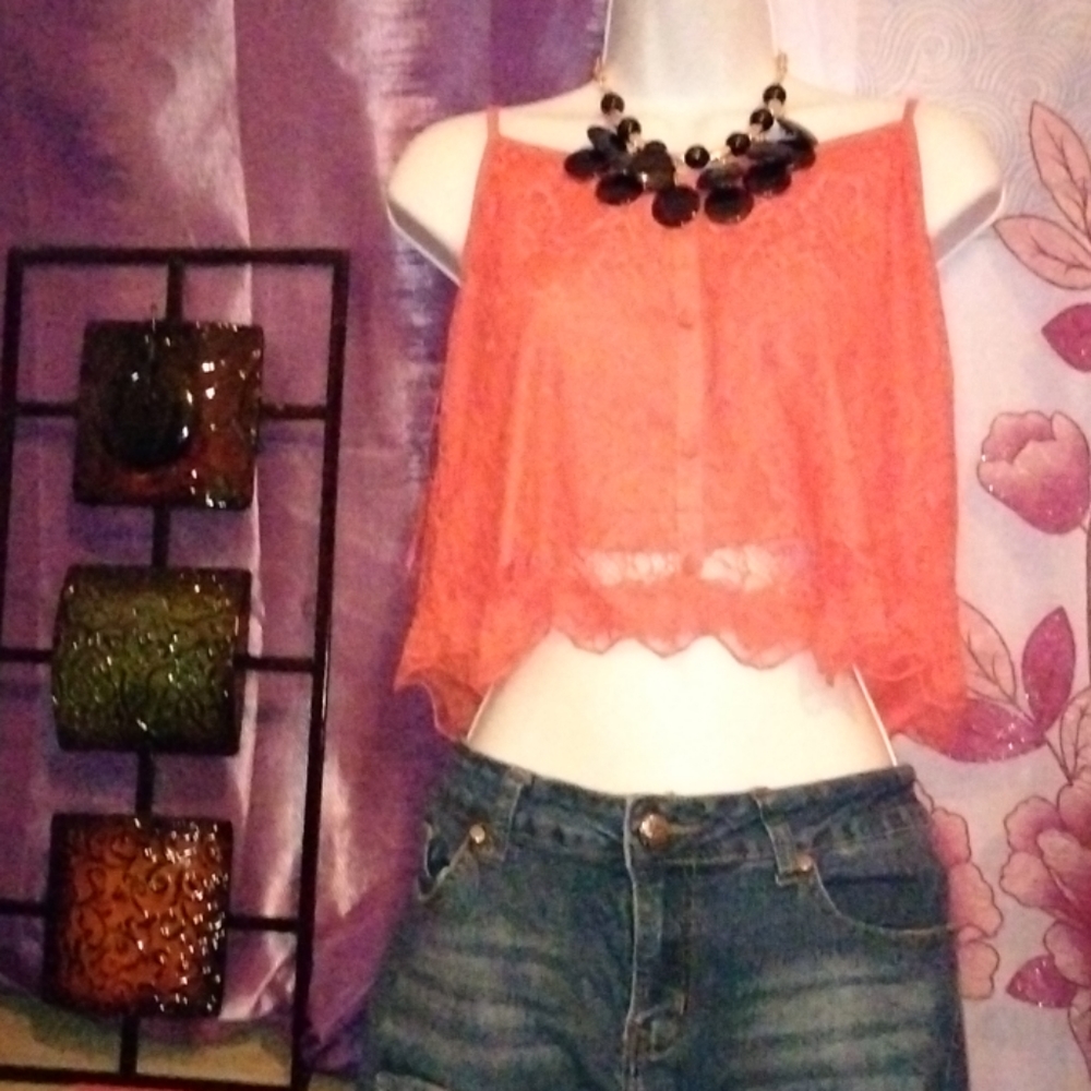 Denim coral top pants not included